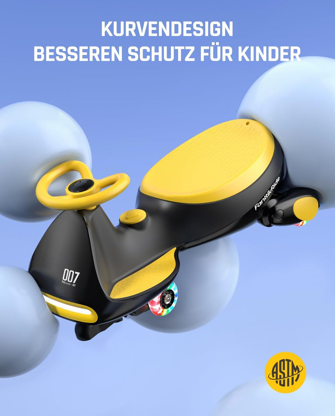 FanttikRide N7 Pro Kinder Elektroauto, Elektrisches Rutschauto mit Pedal, Typ C aufladbar Batterie K