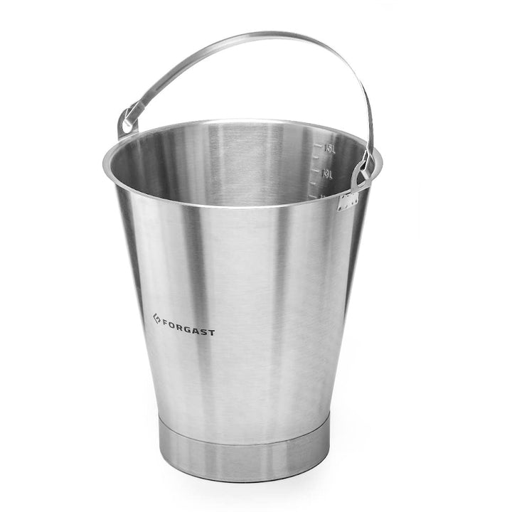 Forgast Eimer aus Edelstahl mit Ring | 15L Liter | Kücheneimer | Milcheimer | Edelstahleimer | Futte
