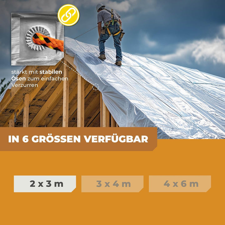 Rainexo Abdeckplane Transparent 2x3m; Stärke: 90g/m² - min. 3 Jahre UV Beständig 2 x 3 m, 2 x 3 m