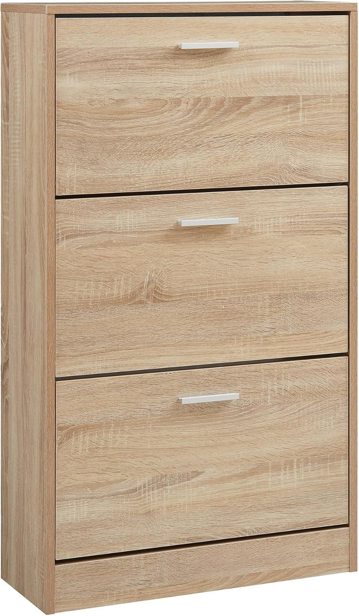[en.casa] Schuhschrank Sykkylven Schuhkipper mit 3 Klappen Schuhkommode für 12 Paar Schuhe 103 x 60