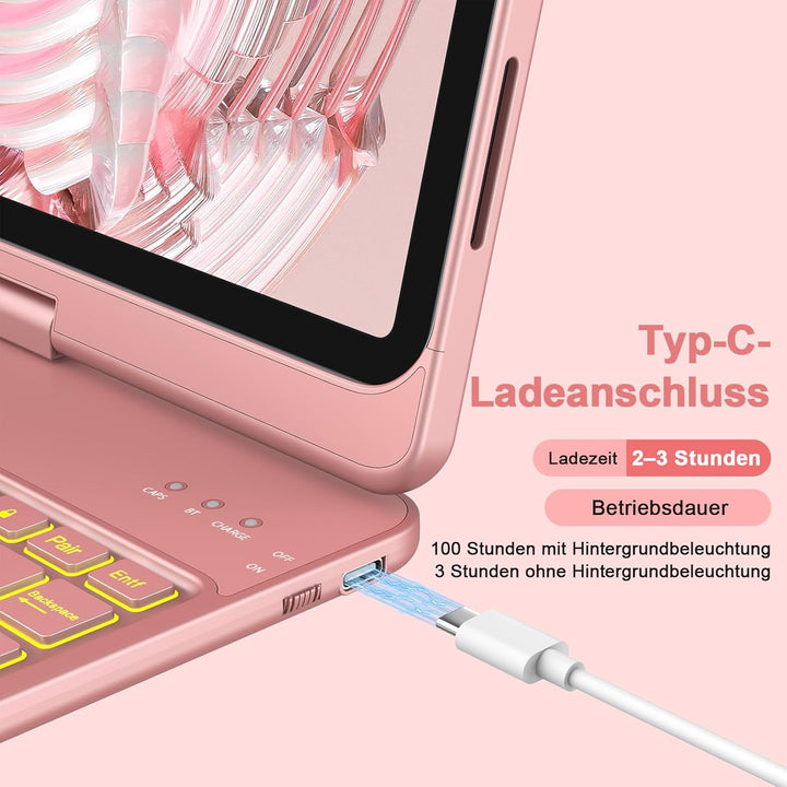KBCASE Bluetooth Tastatur Schutzhülle für iPad 10 (2022/11. Generation) A16 2025 (10,9/11 Zoll) Mit