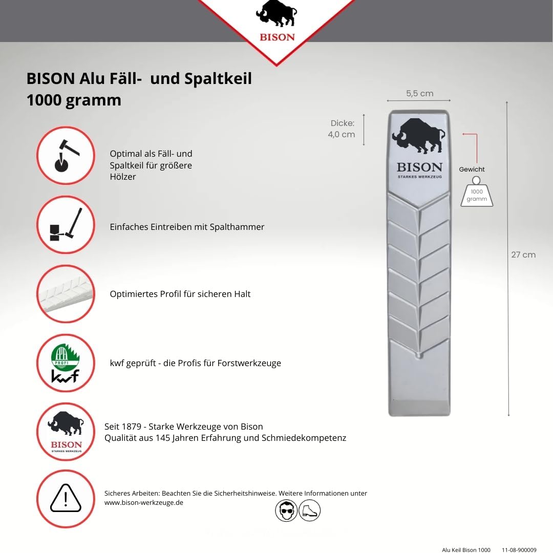 Bison Sicherheits-Fällkeil Aluminium 1050 g, 11-08-900009 Alu-Spaltkeil 1050g, Alu-Spaltkeil 1050g