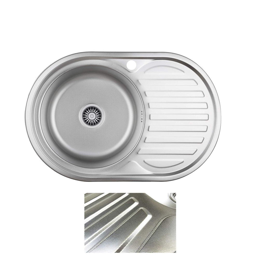 VBChome Einbauspüle 77x50 Leinenstruktur ab 45er Unterschrank Edelstahl Küchenspüle Spüle Ablagefläc