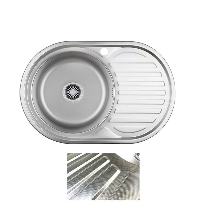VBChome Einbauspüle 77x50 Leinenstruktur ab 45er Unterschrank Edelstahl Küchenspüle Spüle Ablagefläc