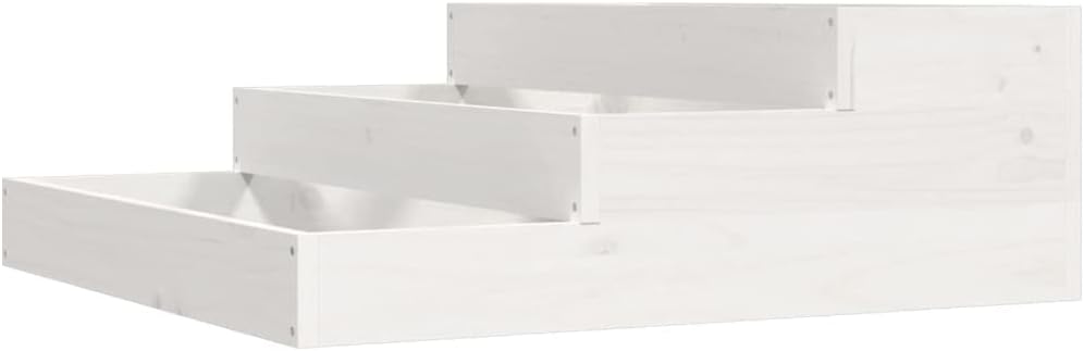 FIRBNUS Pflanzkübel Weiss 78x78x27 cm Massivholz Kiefer Blumenkasten Treppenstufen-Design Gartenpfla