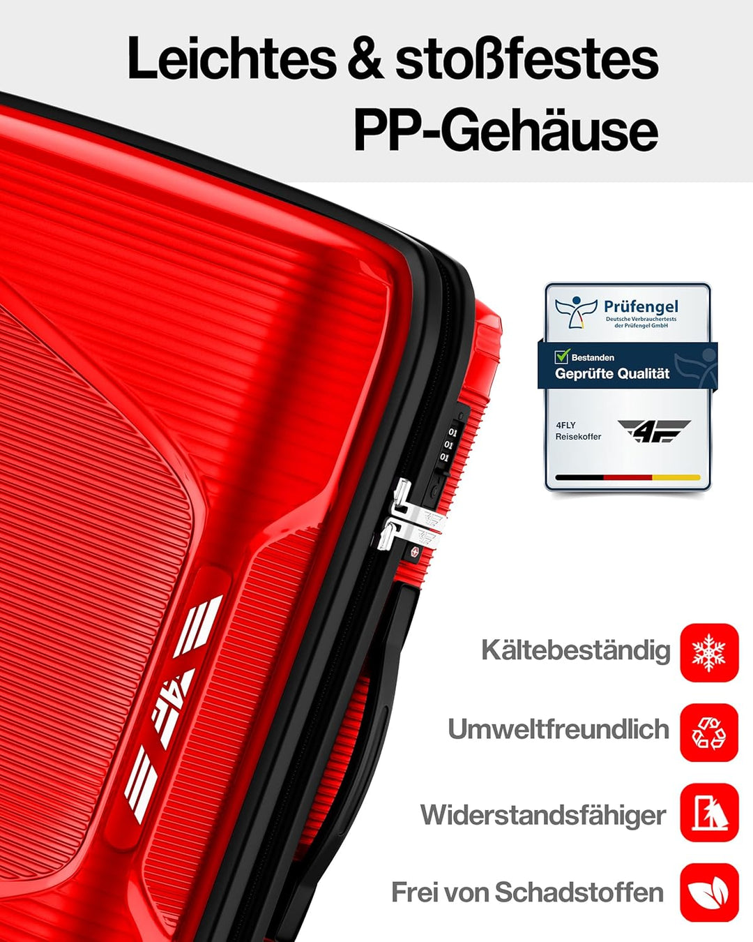 Leichter Hartschalen-Reisekoffer L - Gross 64 cm (61L) – Trolley Koffer mit TSA-Schloss, Doppelrolle