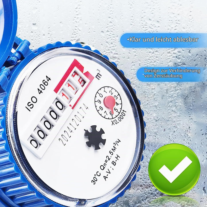 Wasserzähler Garten 1/2 Zoll, 15mm Kalt Wasseruhr Garten Geeicht Kaltwasserzähler mit Schutzhülle un