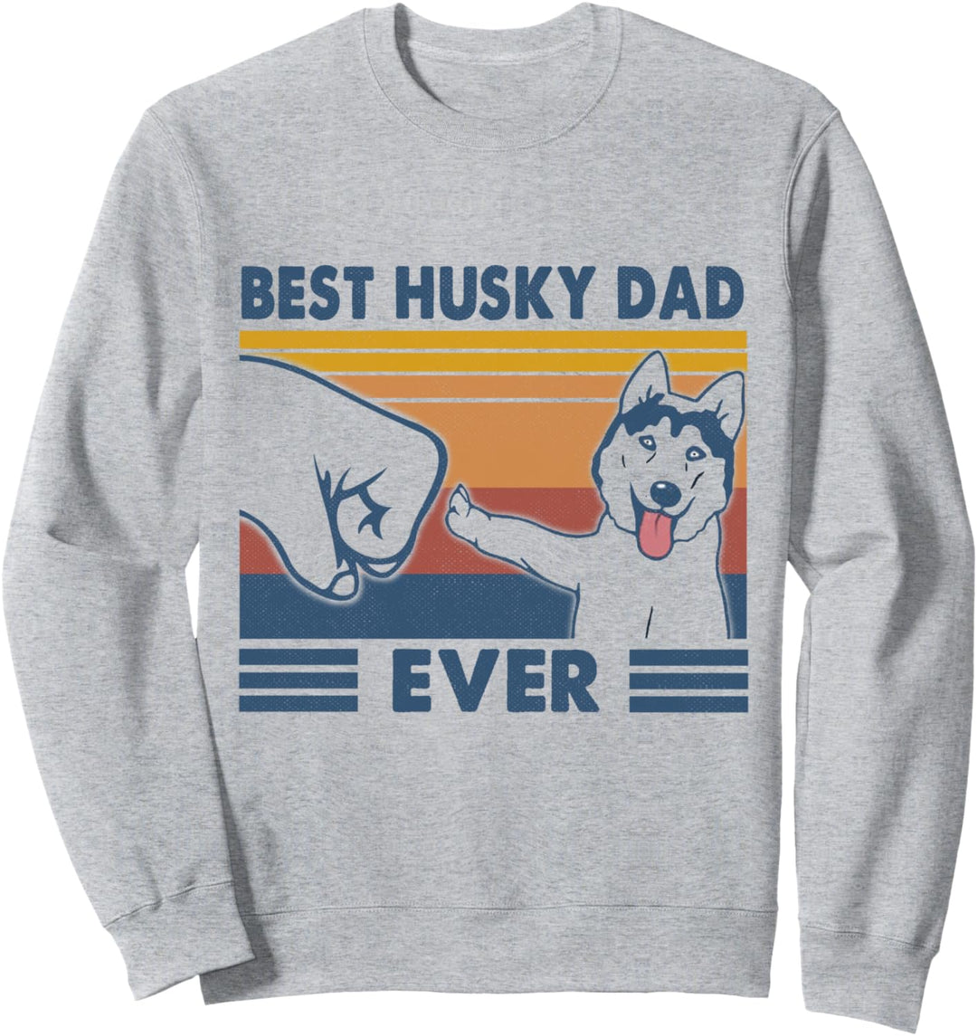Vintage Best Husky Dad Ever Lustige Husky Papa Fauststoss Sweatshirt