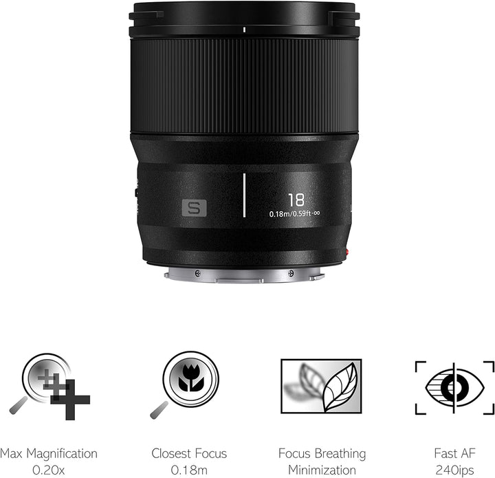Panasonic Lumix S-S18E - lichtstarkes 18mm/F1.8 Weitwinkelobjektiv,kompakt und leicht,Staub-/Spritwa