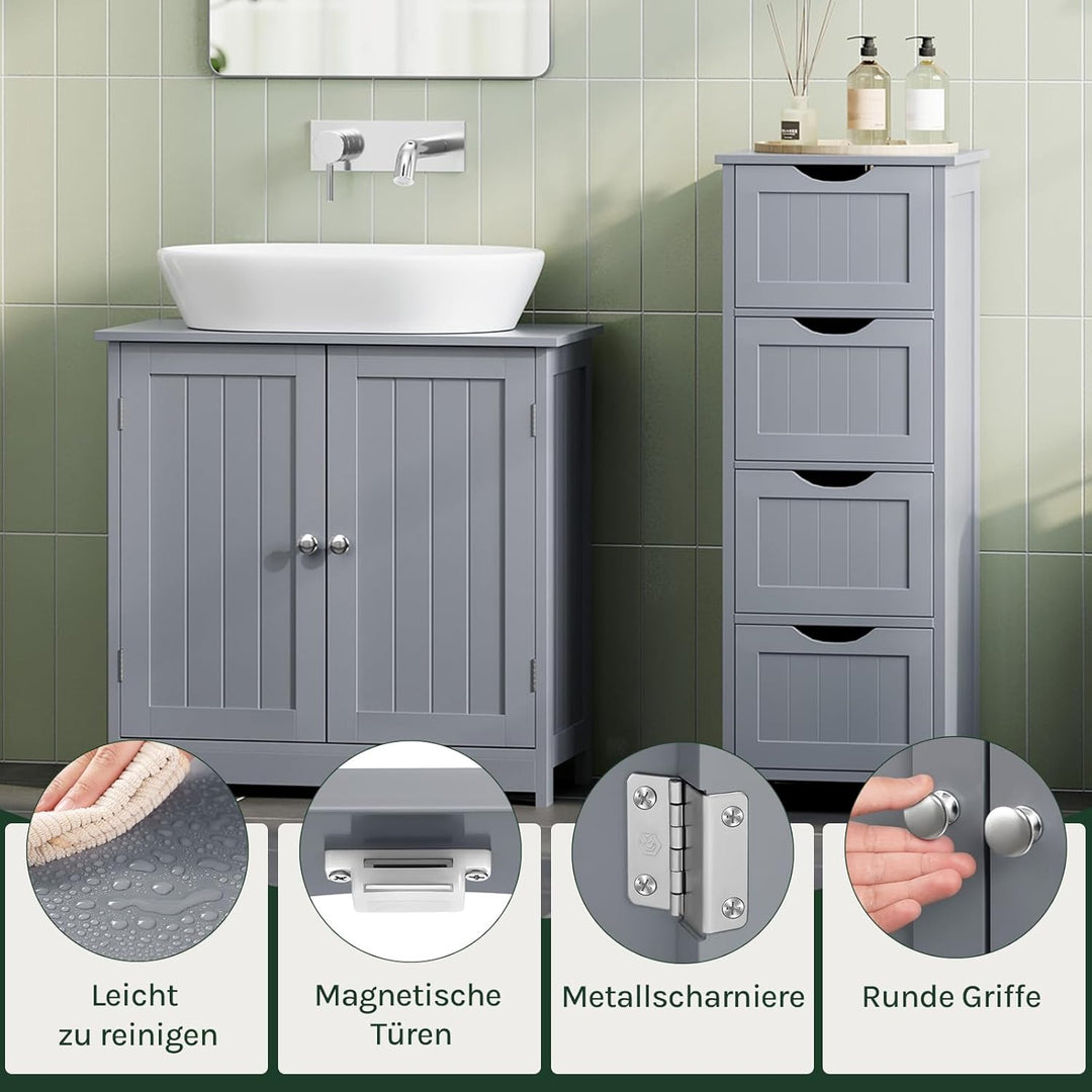 WOLTU Waschbeckenunterschrank, Unterschrank, Badezimmerschrank mit 2 Türen, Badschrank Badregal Wasc