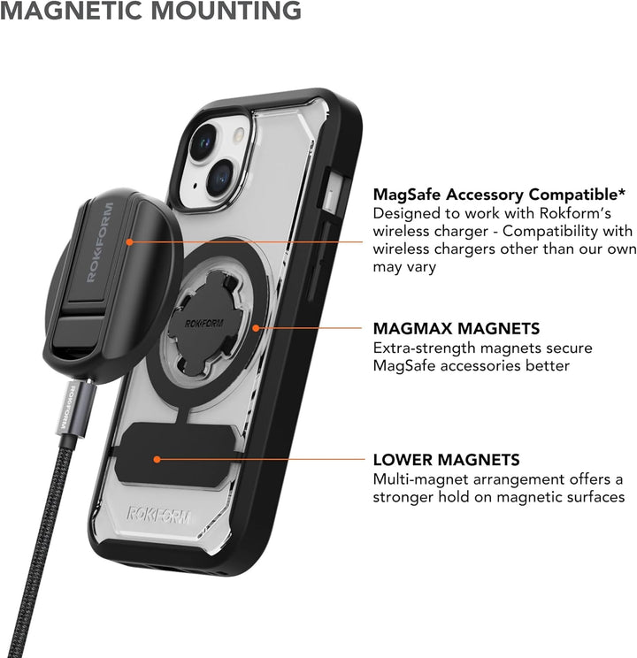 ROKFORM Rokform - iPhone 15 Hülle, Crystal Series, magnetische klare iPhone 15 Hülle mit RokLock Dre