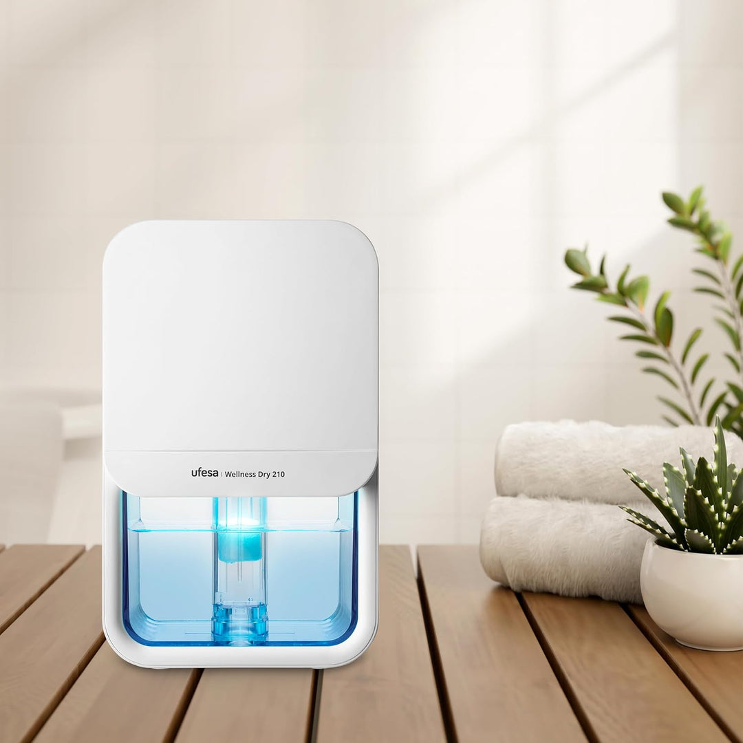 Ufesa Wellness Dry 210 Ultrasilent Luftentfeuchter ≤35dB, 210ml/Tag, 23W, 800ml Kapazität, 7 Einstel