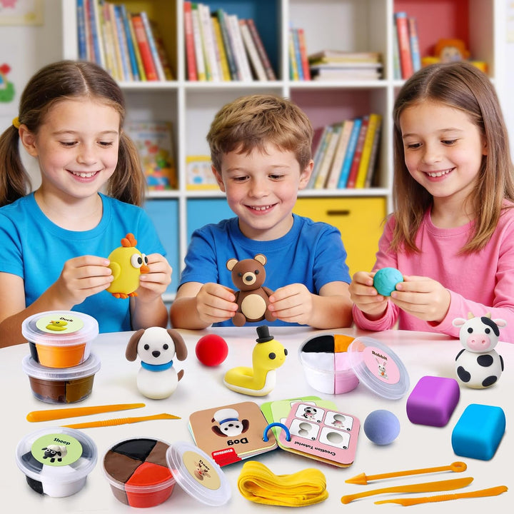 essenson Modelliermasse Lufttrocknend, Tiermodelle Lufttrockener Knete für Kinder, Air Dry Clay Tier