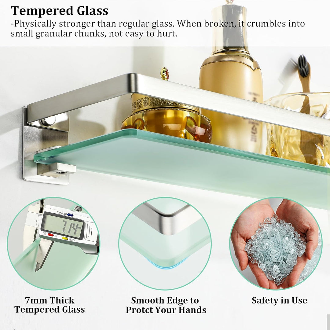 SAYAYO Duschablage Duschregal Edelstahl Glasregal Badezimmer Regal Gebürstet Shower Shelf Shampoo Ha