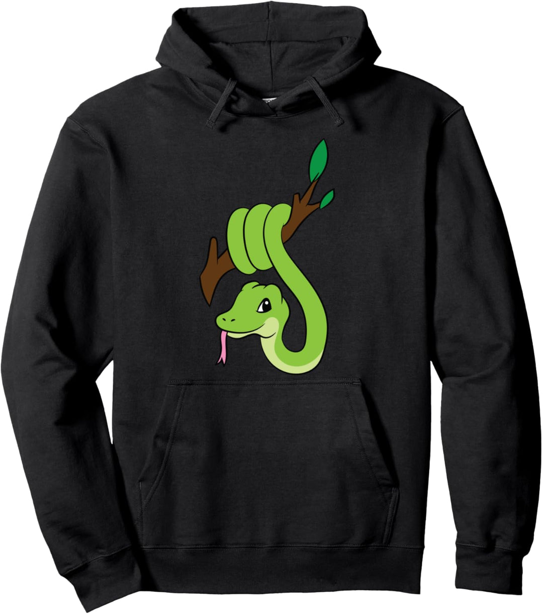Grüne Schlange auf Ästen Reptilien Kinder Schlangen Pullover Hoodie