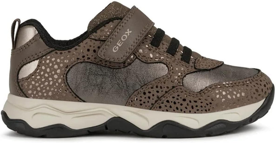 Geox Mädchen J Calco Girl A Sneakers 43 EU Smoke Grey Gold, 43 EU Smoke Grey Gold