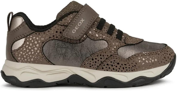Geox Mädchen J Calco Girl A Sneakers 43 EU Smoke Grey Gold, 43 EU Smoke Grey Gold