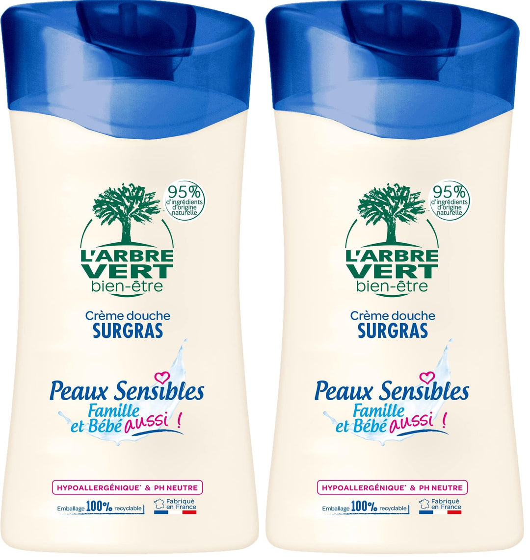 L'arbre vert Duschcreme Surgras Peaux Sensibles 250 ml – 1 Stück (Packung mit 2) 250 ml (2er Pack),