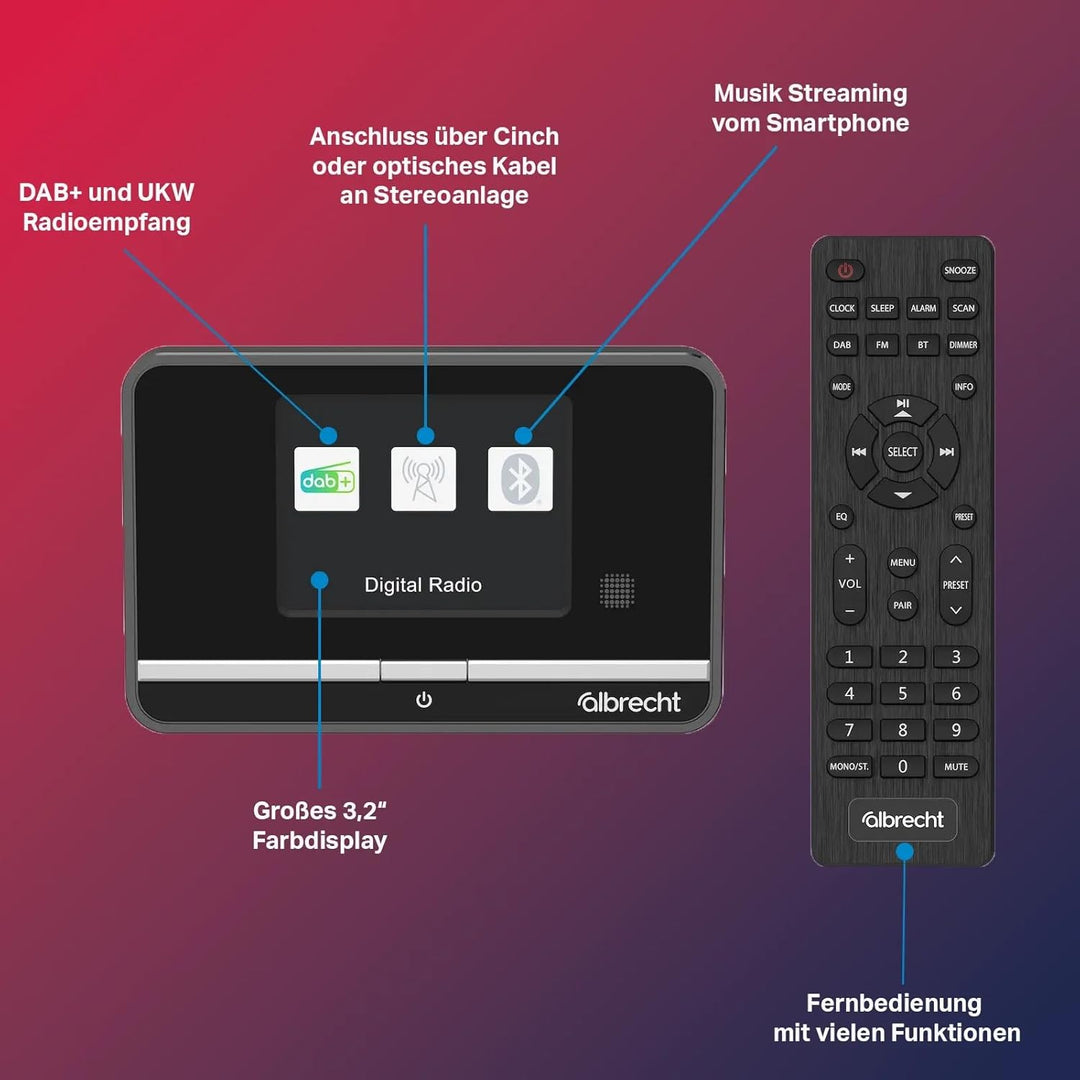 Albrecht DR 521 DAB+/UKW Radio-Tuner, Musik-Streaming, Farbdisplay