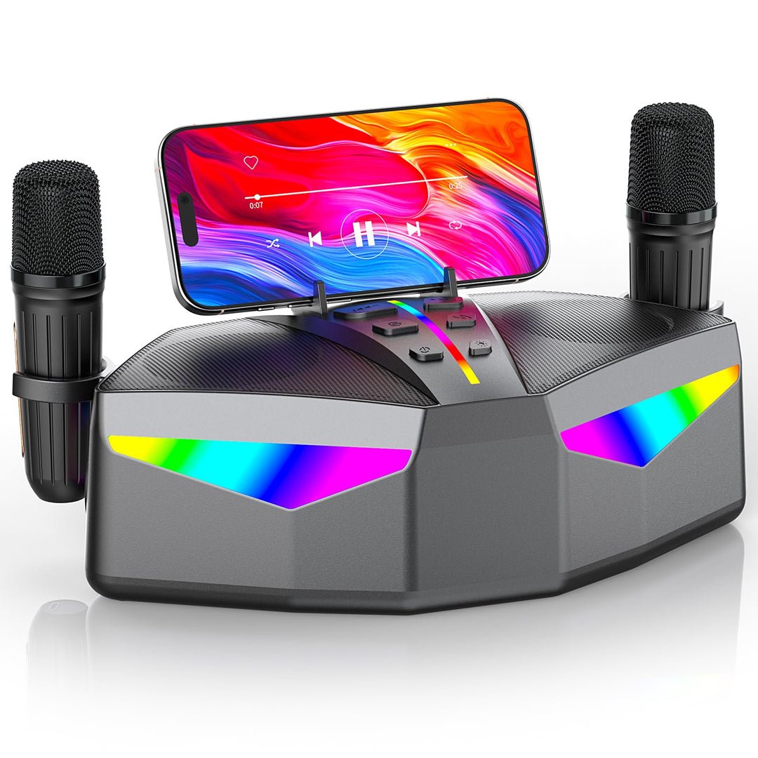 Karaoke-Maschine : Echter Tragbarer Lautsprecher mit 35 W, 8-Stunden-Autonomie, 2 Aufladbare Drahtlo