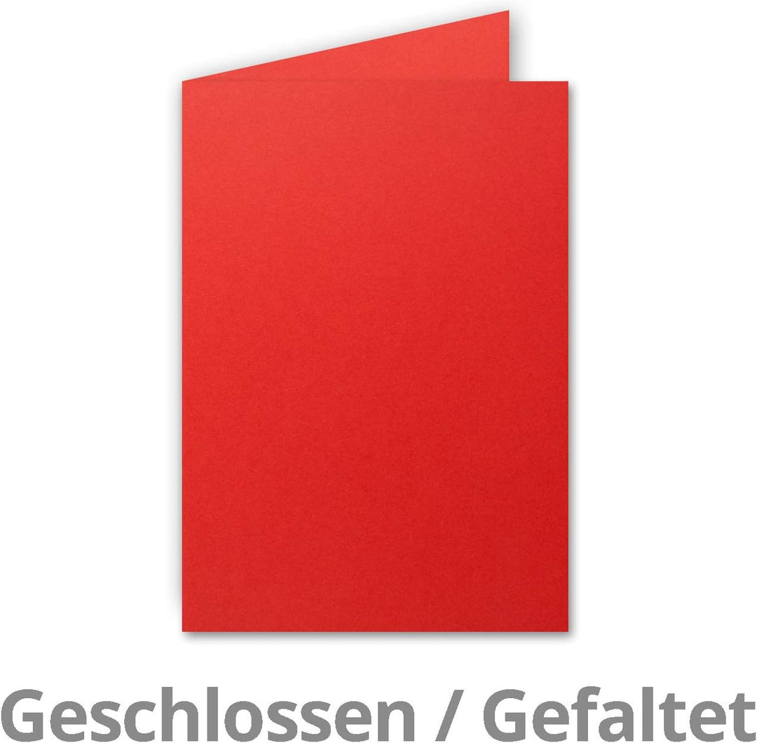 100x Faltkarten SET DIN A6/C6 mit Brief-Umschlägen in leuchtendes Rot - inklusive Einleger - 14,8 x