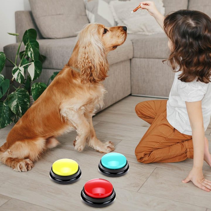 QWORK® 6 Stück Buzzer mit Aufnahmefunktion, Sprechende Tasten für Hunde – Interaktives Hundetraining