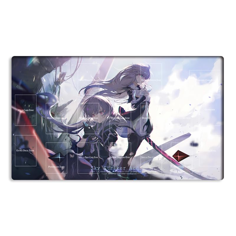 Mlikemat Spielmatte Sky Striker Ace – Raye & Roze TCG CCG OCG Sammelkartenspielmatte mit Zonen + gra