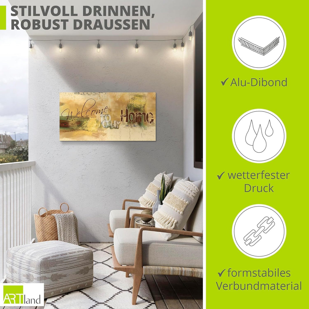 ARTland Wandbild Alu Verbundplatte für Innen & Outdoor Bild 60x30 cm Bilder mit Sprüchen Home Abstra