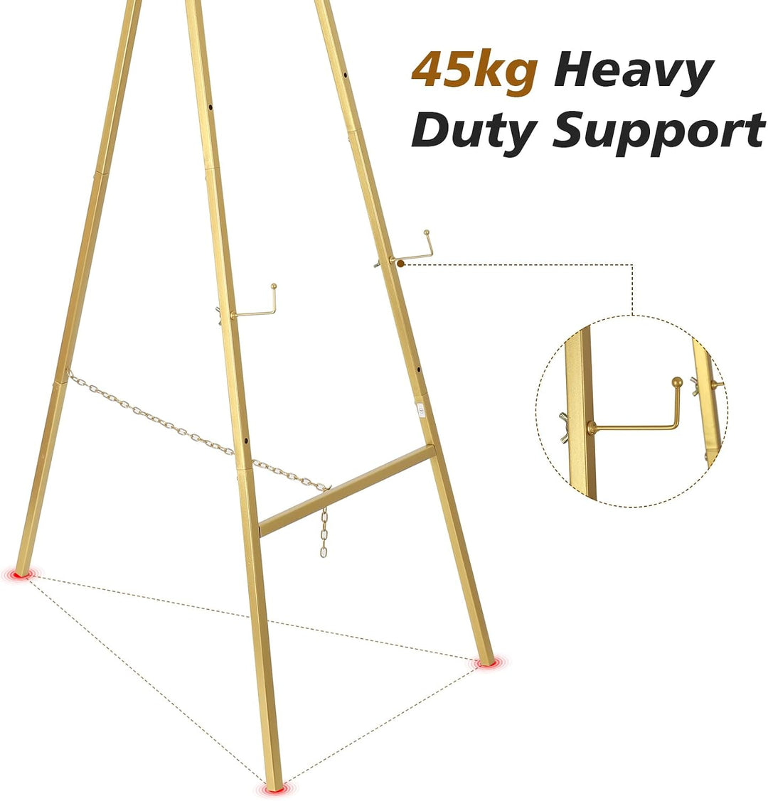 147cm Hochzeits Staffelei, Verstellbarer Gold Metall Staffelei Stand, Schwerer Boden Schildständer b