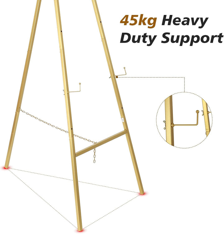 147cm Hochzeits Staffelei, Verstellbarer Gold Metall Staffelei Stand, Schwerer Boden Schildständer b