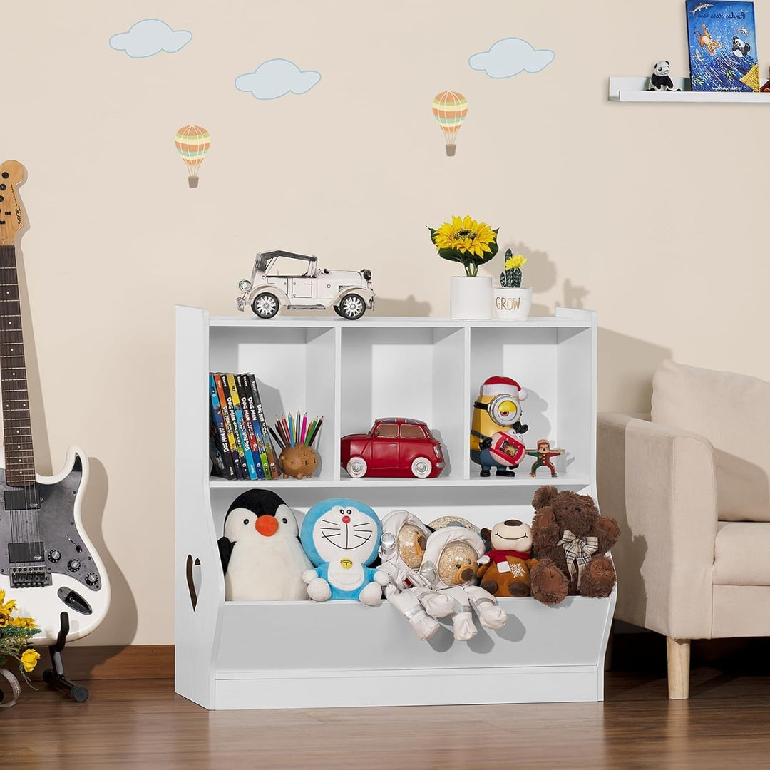 LELELINKY Bücherregal Kinder mit 4 Ablagefächer, 80 x 38 x 77 cm,Weiss | Kinder Bücherregal , Grosse