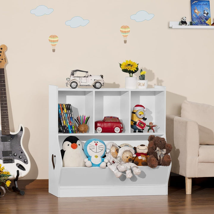 LELELINKY Bücherregal Kinder mit 4 Ablagefächer, 80 x 38 x 77 cm,Weiss | Kinder Bücherregal , Grosse