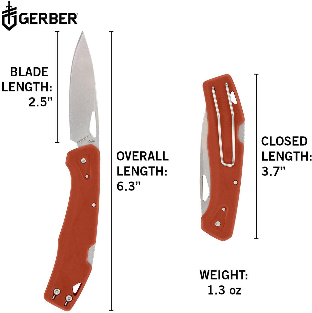 Gerber Taschenmesser mit Gürtelclip, LST, 440A Clip Poin-Edelstahlklinge, Griffschalen aus glasfaser