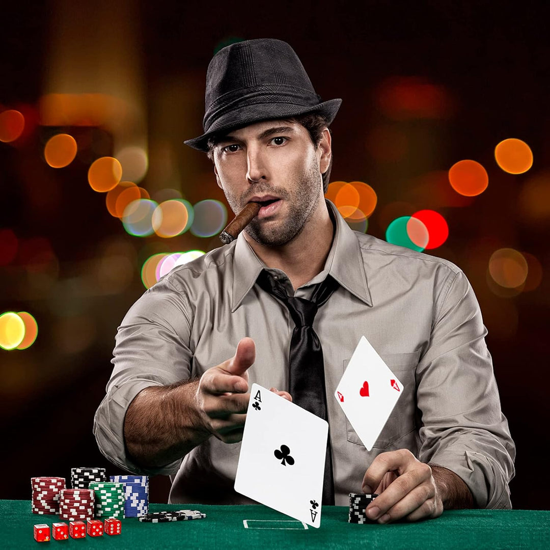 GOPLUS Pockerkoffer Pockerset 300 Chips Pockerchips Pocker Set mit Würfel Pokerkarten (Silber), Silb