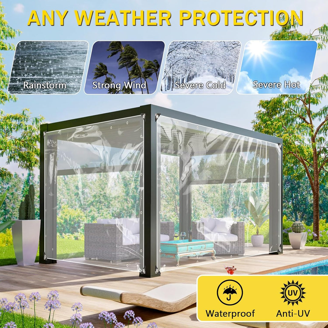 Transparente Plane mit ösen 420g/m² 0.8x1.5m, Abdeckplane Zeltplane Wasserdicht mit Seil und Kabelbi