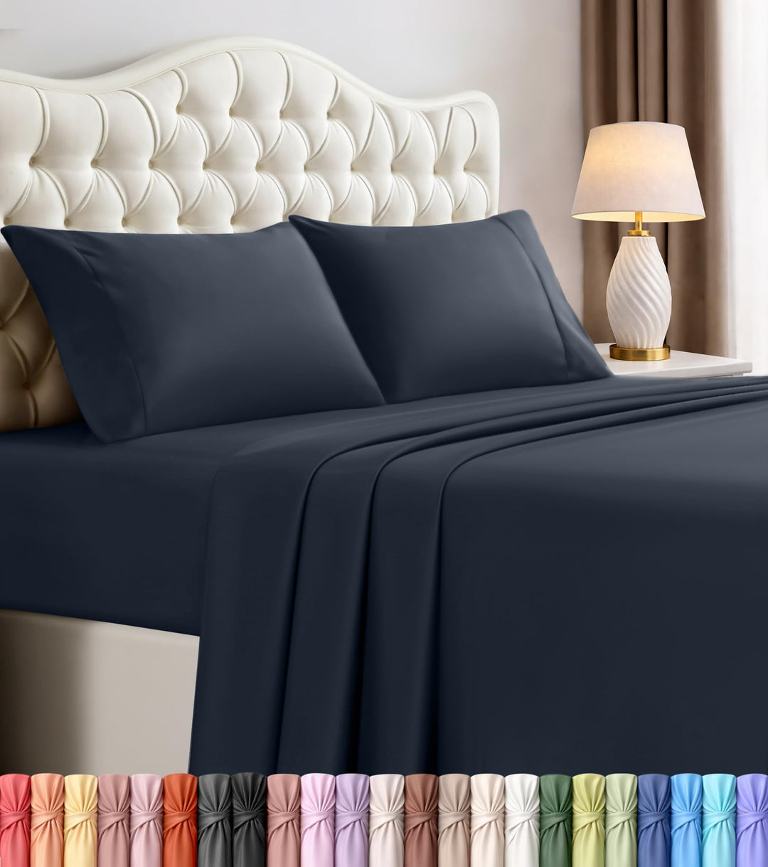 UTOPIA Betten 4 Mikrofaser Bettwäsche, navy, Queen Queen Navy, Queen Navy