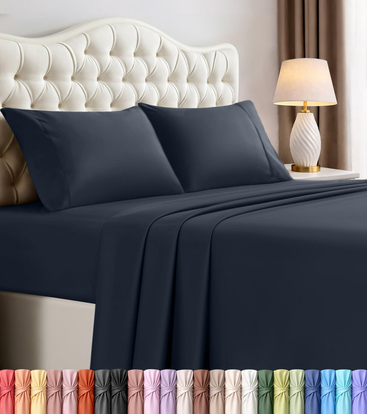 UTOPIA Betten 4 Mikrofaser Bettwäsche, navy, Queen Queen Navy, Queen Navy