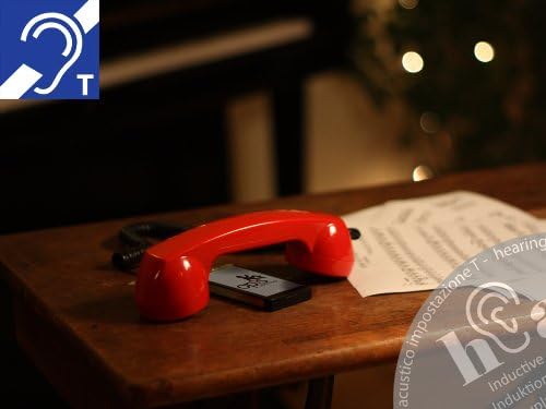OPIS 60s Micro Hear: Retro Telefonhörer für die Benutzung mit Mobiltelefon und Hörgerät (rot) hEar R