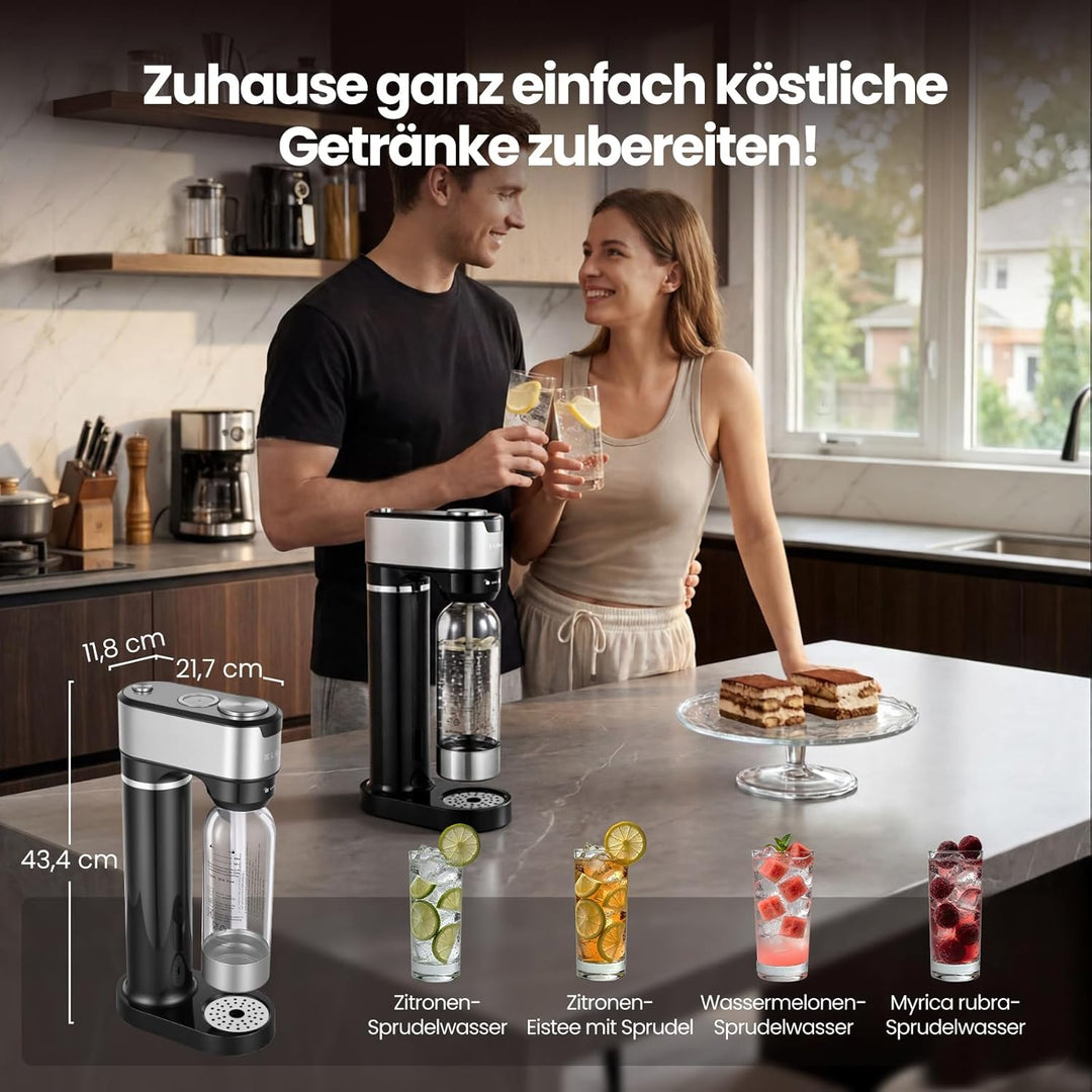 LLIVEKIT Wassersprudler, mit 4 einstellbaren Sprudelstufen, inkl. 0,5 L und 1 L PET-Flaschen BPA-fre