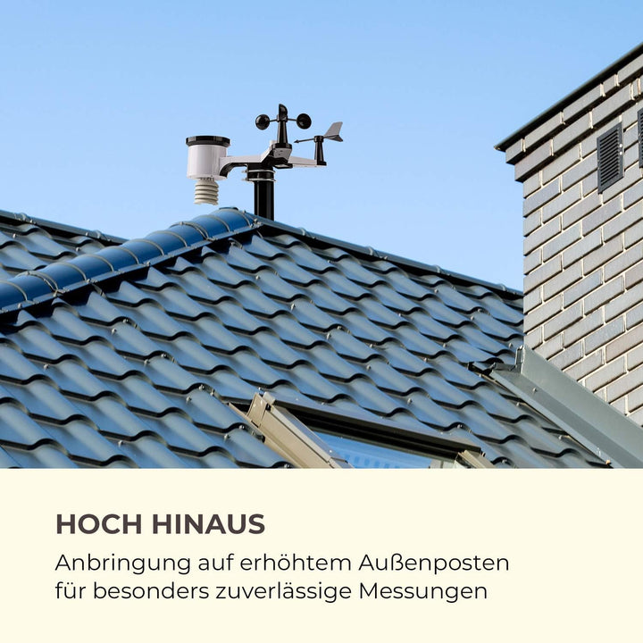 Waldbeck Huygens - 6-in-1 Profi-Wetterstation, 6 Messungen auf einen Blick, Wetterwarnungen, Live-We