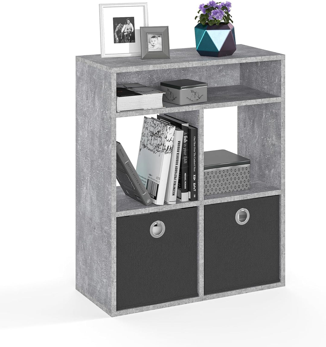 KOMTO Regal Beton - Bücherregal Standregal Würfelregal Büroregal 65,8 х 30,7 х 80,4 cm Bücherschrank