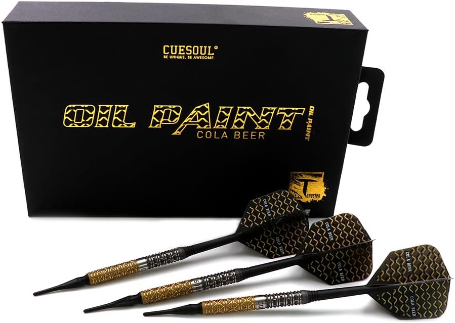 CUESOUL Soft Tip 90% Tungsten Dart Set mit Ölfarbe Finish und ROST Flights 19g cola-bier, 19g cola-b