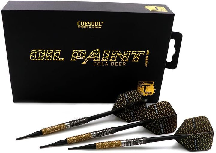 CUESOUL Soft Tip 90% Tungsten Dart Set mit Ölfarbe Finish und ROST Flights 19g cola-bier, 19g cola-b