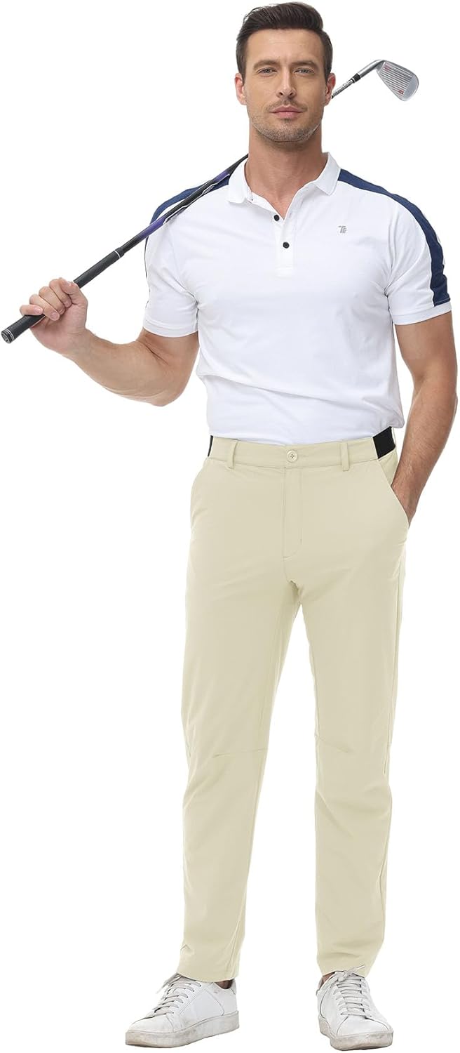 YSENTO Herren Golf Stretchhose Slim-Fit Leichte Elastische Taille Casual Sporthose Golfhose Lang mit