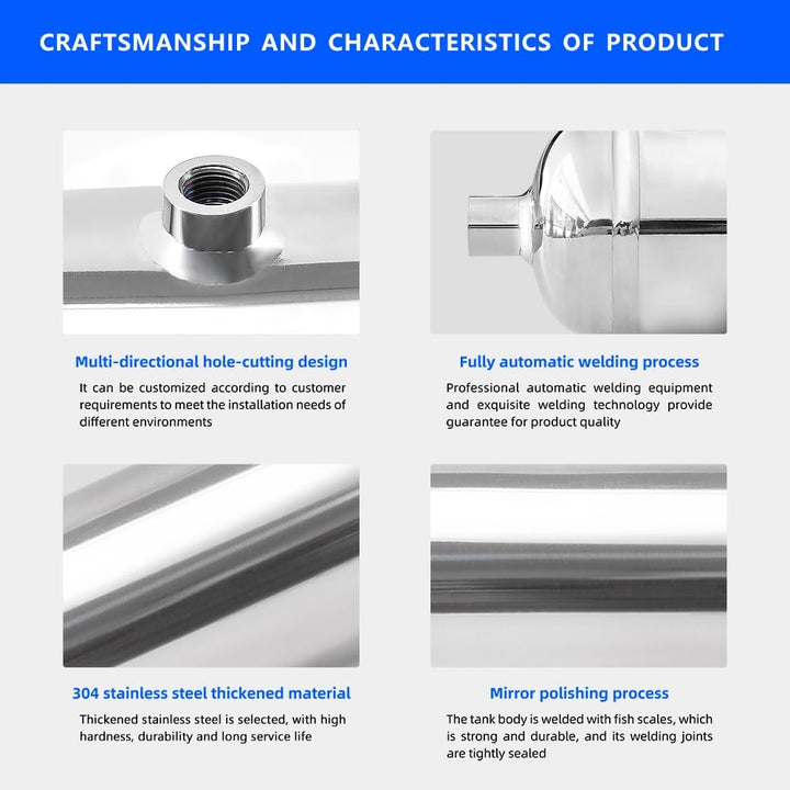 304 Stainless Steel High Pressure Mini Small Portable Air Tank Air Reservoir Water Storage Tank (1L-