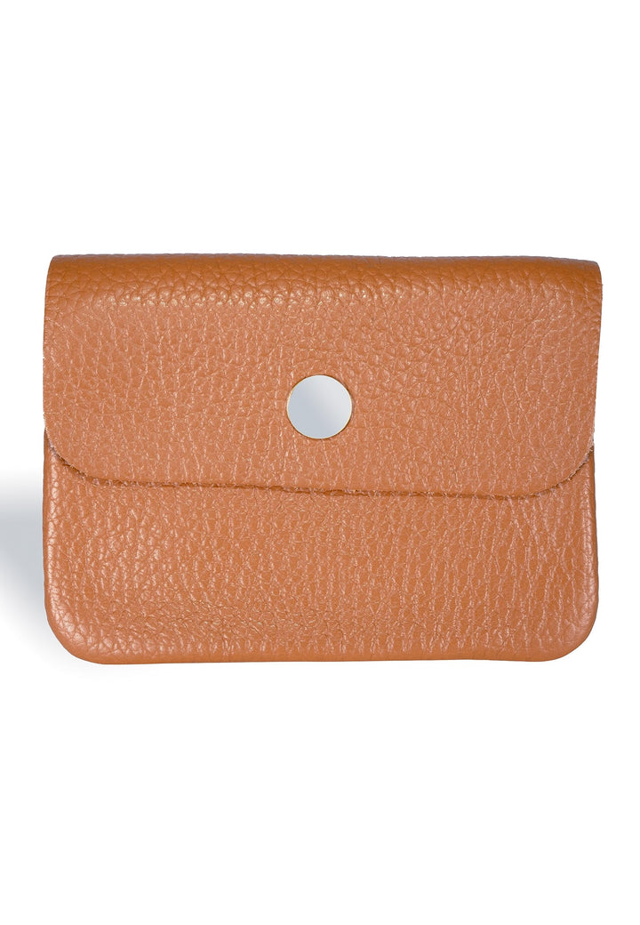 Damen Geldbörse minimalistisch, klassischer Geldbeutel aus genarbten, echten Leder - Mia (Cognac), C