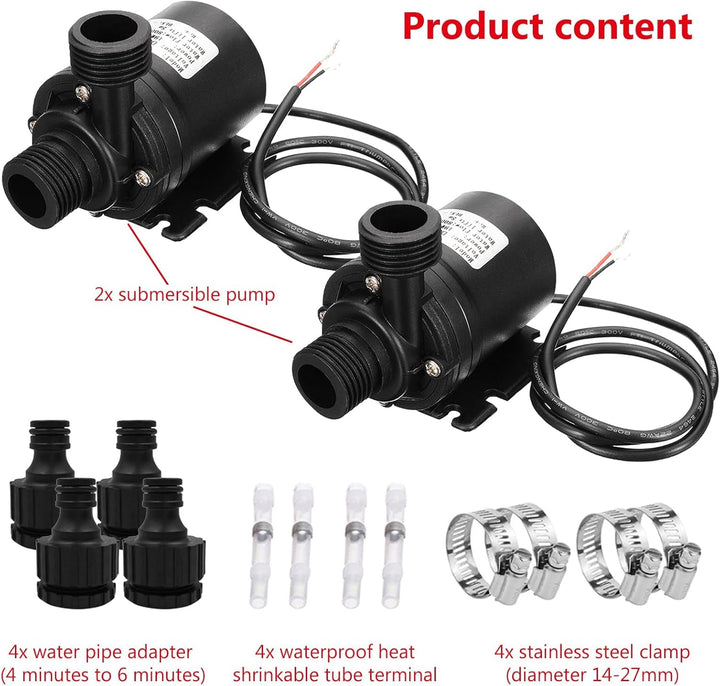 2 Pcs Dc 12v Bürstenlose Tauchwasserpumpe, Dc 12v Mini-Wasserpumpe, Brushless Tauchwasserpumpe, Bohr