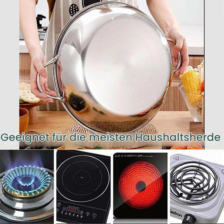 Baxnore Hotpot aus Edelstahl, Sichuan Geteilter Topf für Hot Pot, Feuertopf mit Hohlgriff für Indukt