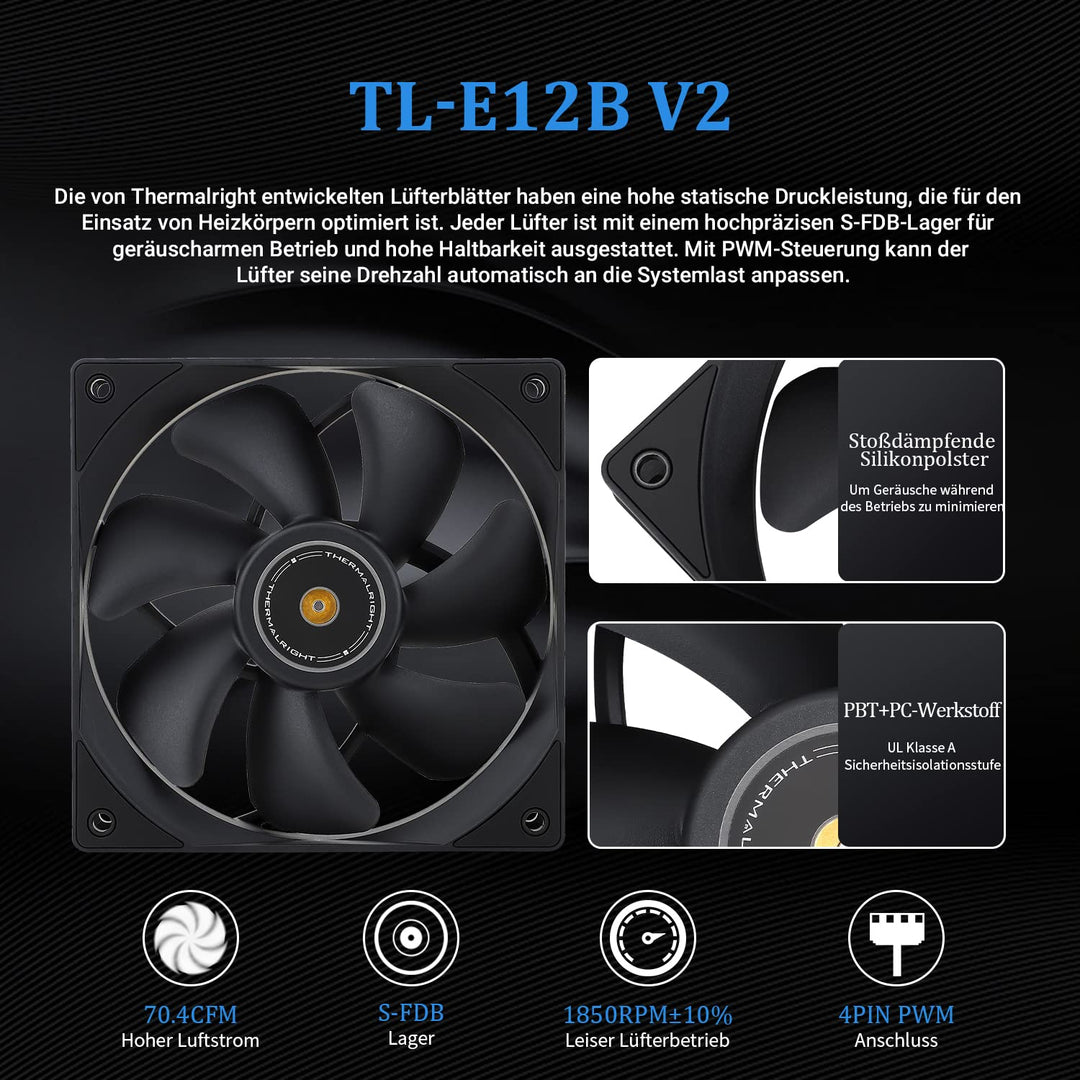 Thermalright Frozen Prism 360 Black AIO Wasserkühler, Flüssig-CPU-Kühler, 3×120mm PWM-Lüfter Wasser-