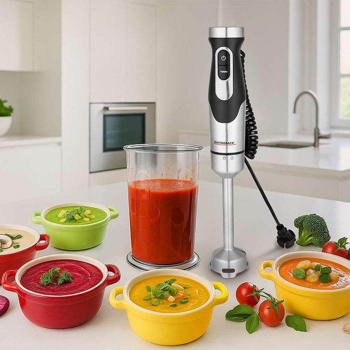 Stabmixer 1500W Edelstahl mit 20 Geschwindigkeitsstufen & Turbo, 1800W Lockpower, Pürierstab mit Spi